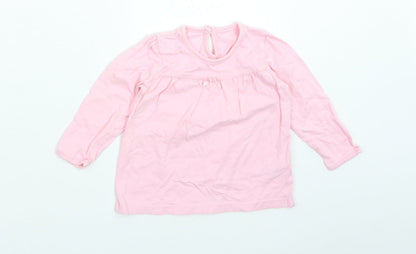 George Girls Pink  Cotton Basic T-Shirt Size 9-12 Months Crew Neck