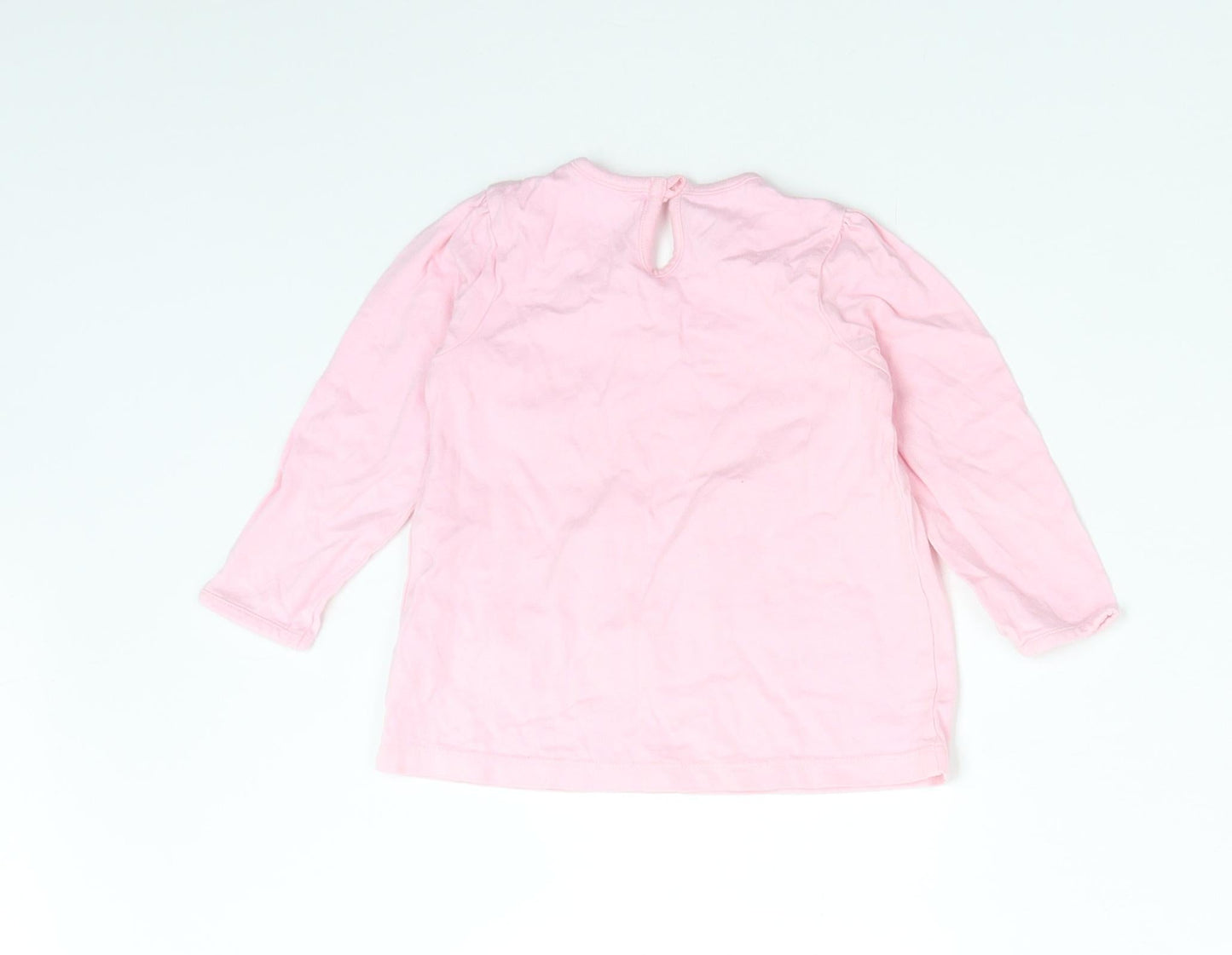 George Girls Pink  Cotton Basic T-Shirt Size 9-12 Months Crew Neck