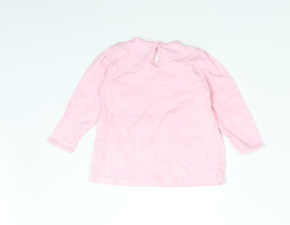 George Girls Pink  Cotton Basic T-Shirt Size 9-12 Months Crew Neck