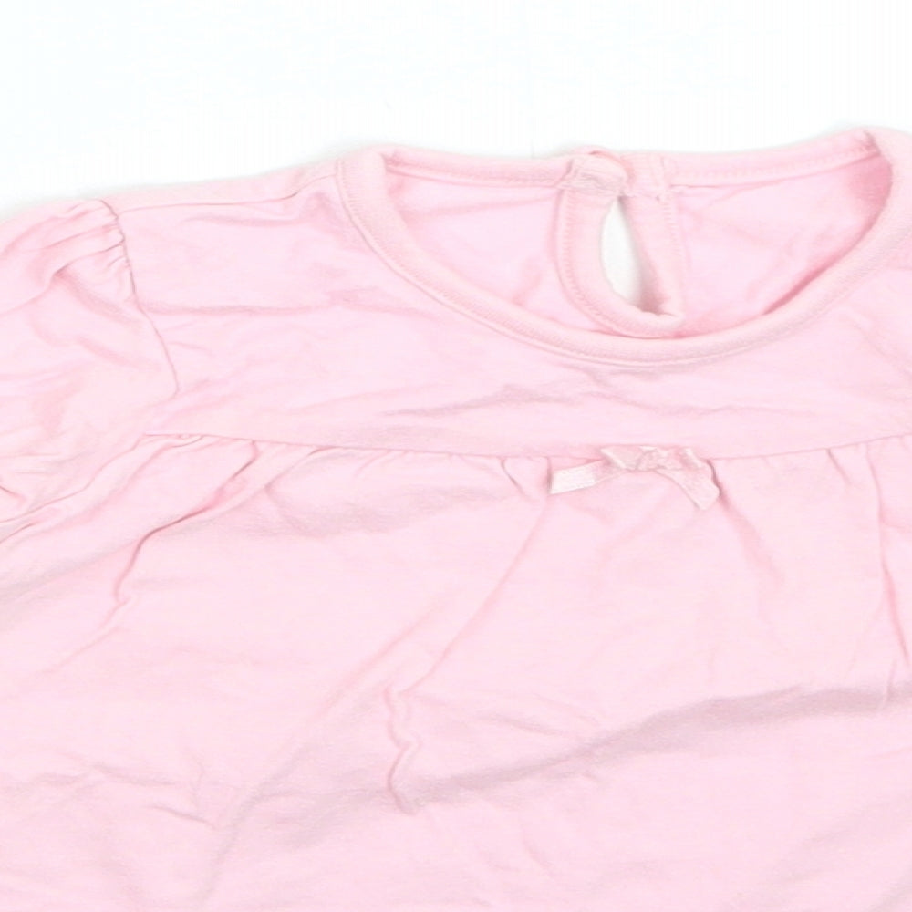 George Girls Pink  Cotton Basic T-Shirt Size 9-12 Months Crew Neck