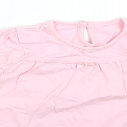 George Girls Pink  Cotton Basic T-Shirt Size 9-12 Months Crew Neck