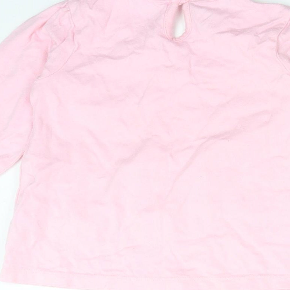 George Girls Pink  Cotton Basic T-Shirt Size 9-12 Months Crew Neck