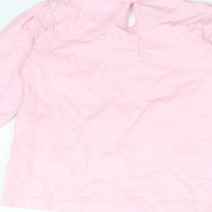 George Girls Pink  Cotton Basic T-Shirt Size 9-12 Months Crew Neck