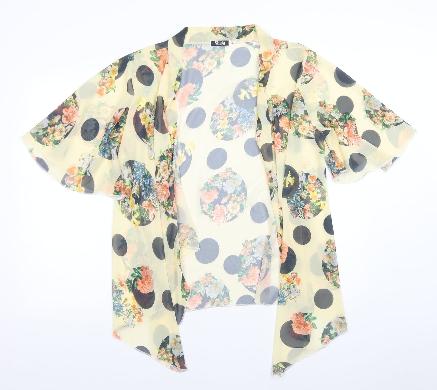 SHOLA Womens Yellow  Floral Polyester Cardigan Jumper Size L