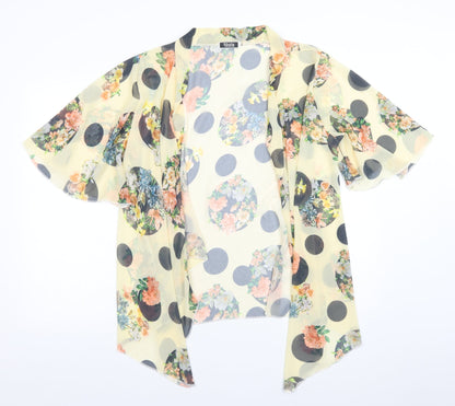 SHOLA Womens Yellow  Floral Polyester Cardigan Jumper Size L