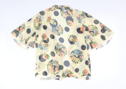 SHOLA Womens Yellow  Floral Polyester Cardigan Jumper Size L