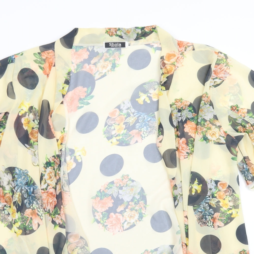SHOLA Womens Yellow  Floral Polyester Cardigan Jumper Size L