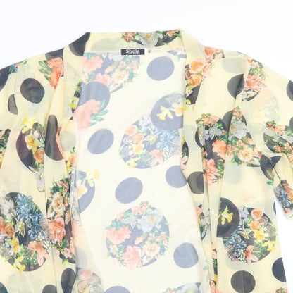SHOLA Womens Yellow  Floral Polyester Cardigan Jumper Size L
