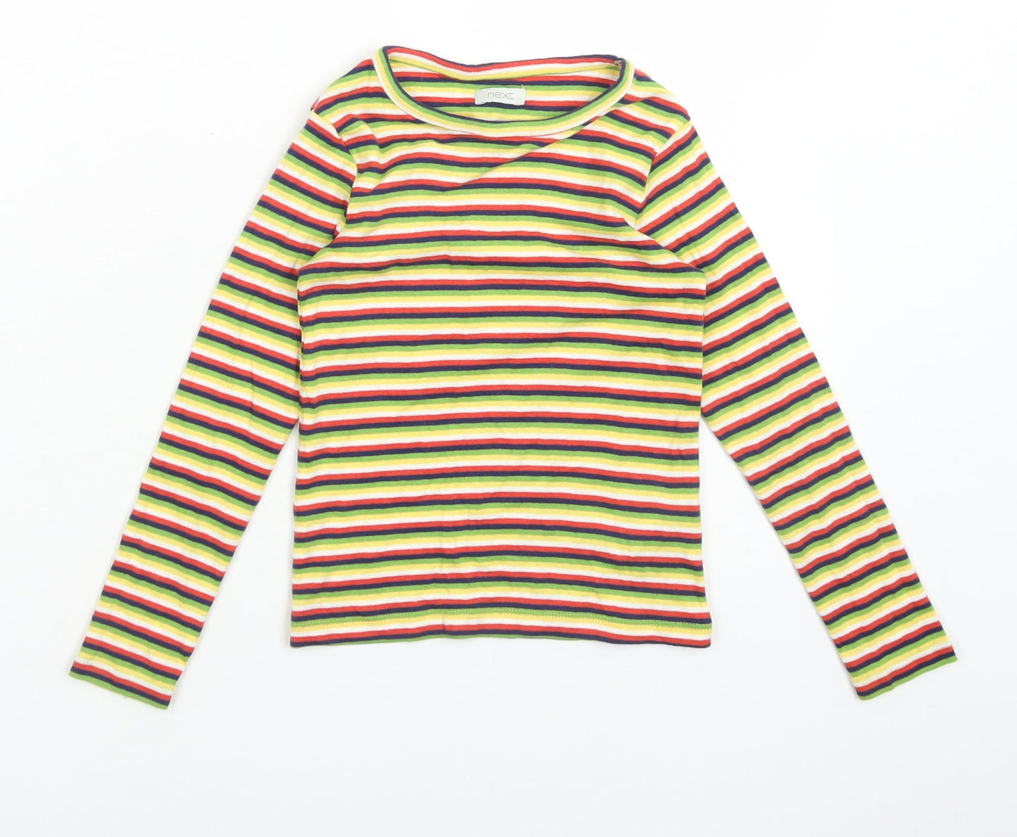 NEXT Girls Multicoloured Striped Cotton Basic T-Shirt Size 5 Years Crew Neck