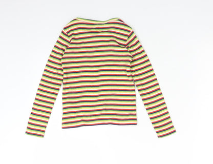 NEXT Girls Multicoloured Striped Cotton Basic T-Shirt Size 5 Years Crew Neck