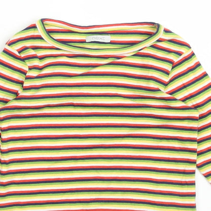 NEXT Girls Multicoloured Striped Cotton Basic T-Shirt Size 5 Years Crew Neck