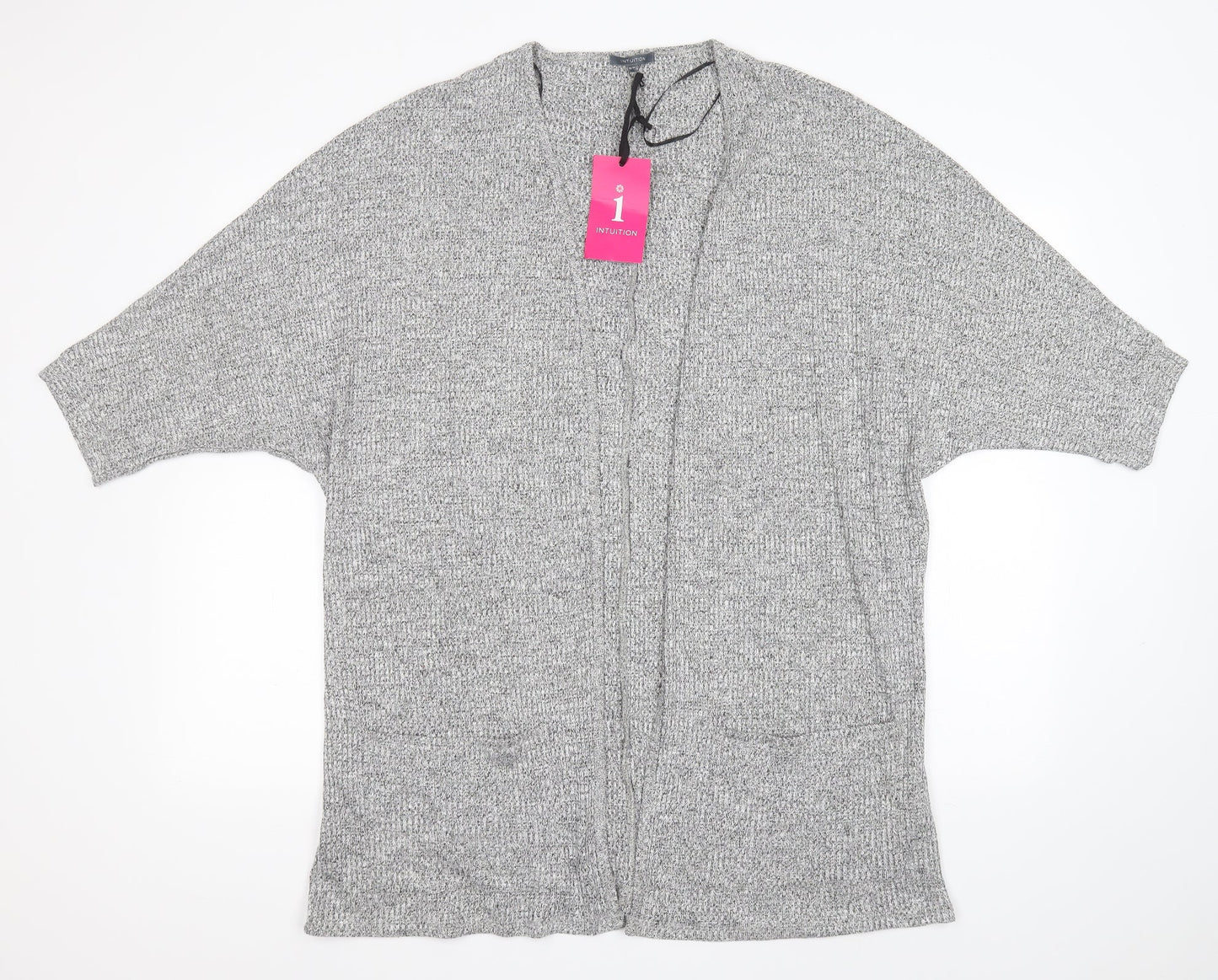 Intuition Womens Grey Roll Neck  Viscose Cardigan Jumper Size 16