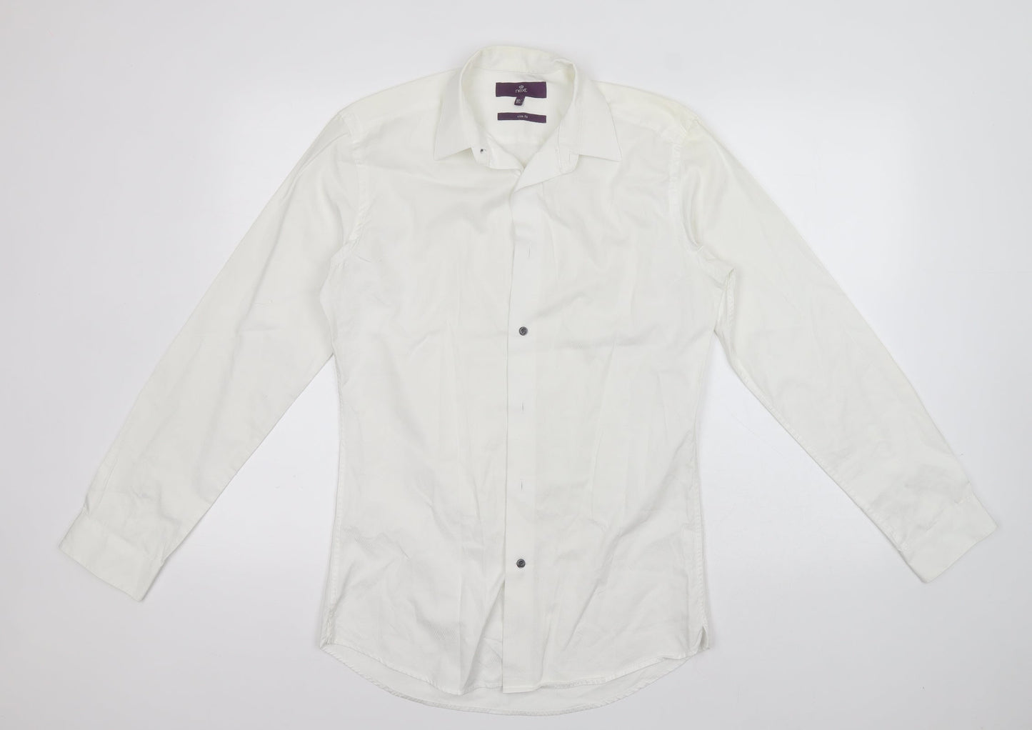 Mens UK Size 14.5 NEXT White  Button-Up Long Sleeve Casual Shirt