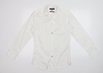 Mens UK Size 14.5 NEXT White  Button-Up Long Sleeve Casual Shirt