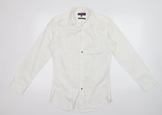 Mens UK Size 14.5 NEXT White  Button-Up Long Sleeve Casual Shirt