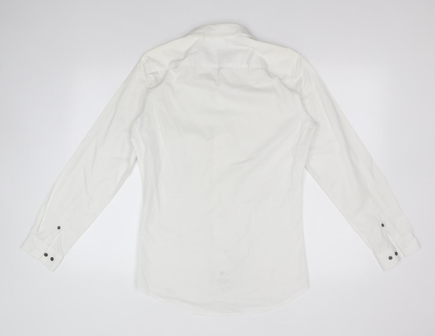 Mens UK Size 14.5 NEXT White  Button-Up Long Sleeve Casual Shirt