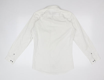 Mens UK Size 14.5 NEXT White  Button-Up Long Sleeve Casual Shirt