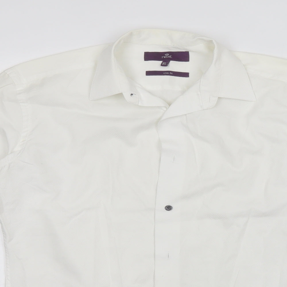 Mens UK Size 14.5 NEXT White  Button-Up Long Sleeve Casual Shirt
