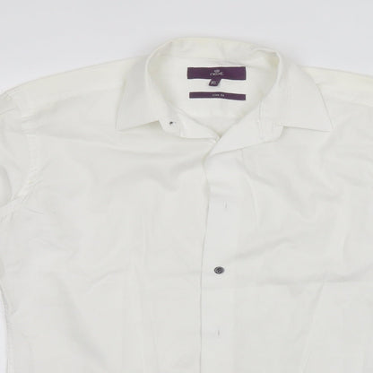 Mens UK Size 14.5 NEXT White  Button-Up Long Sleeve Casual Shirt