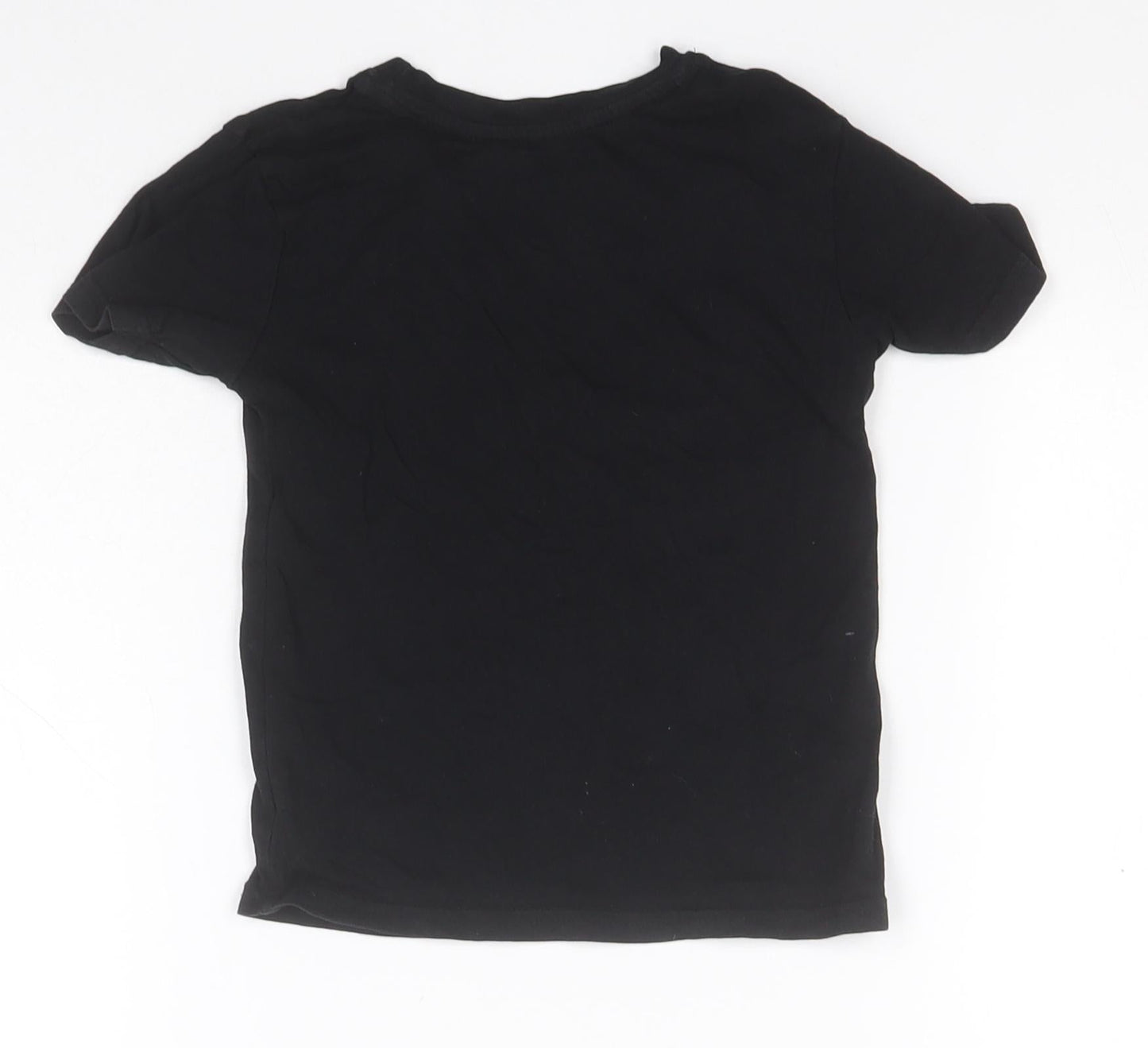 Primark Girls Black  Cotton Basic T-Shirt Size 2-3 Years Roll Neck
