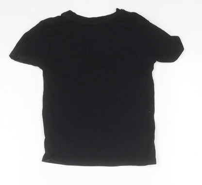 Primark Girls Black  Cotton Basic T-Shirt Size 2-3 Years Roll Neck