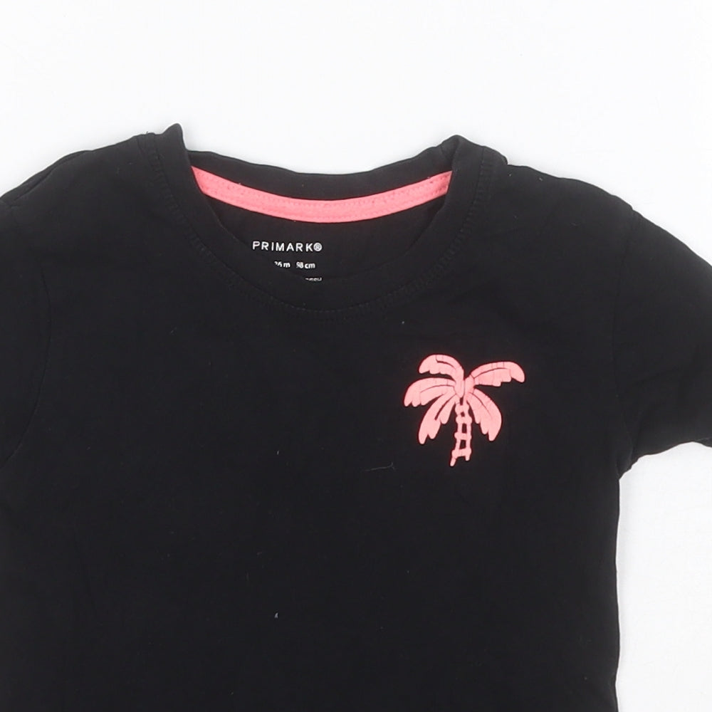 Primark Girls Black  Cotton Basic T-Shirt Size 2-3 Years Roll Neck