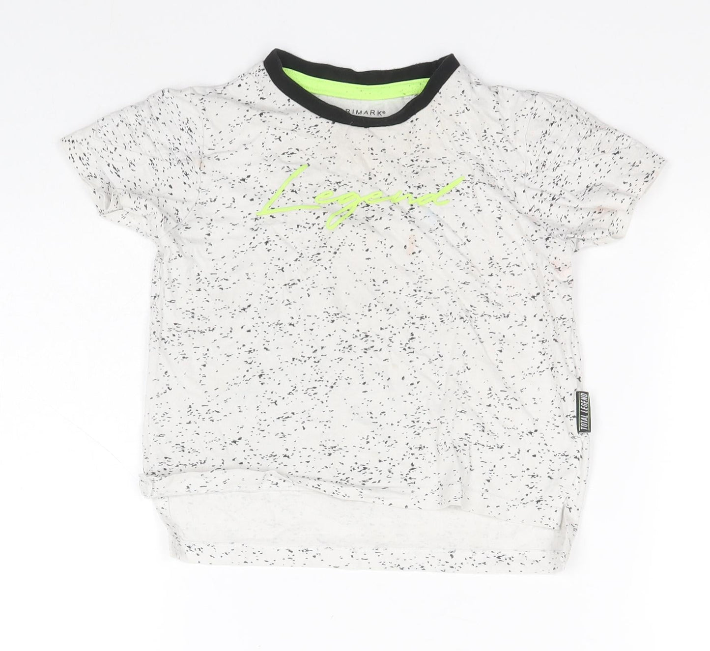 Primark Boys White Spotted Cotton Basic T-Shirt Size 18-24 Months Round Neck  - Legend