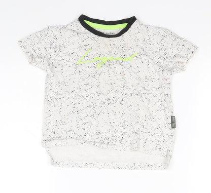 Primark Boys White Spotted Cotton Basic T-Shirt Size 18-24 Months Round Neck  - Legend