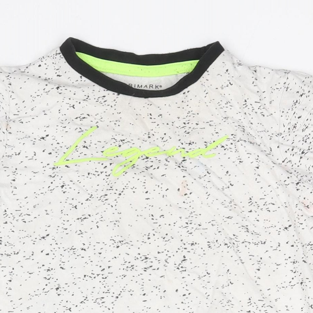Primark Boys White Spotted Cotton Basic T-Shirt Size 18-24 Months Round Neck  - Legend