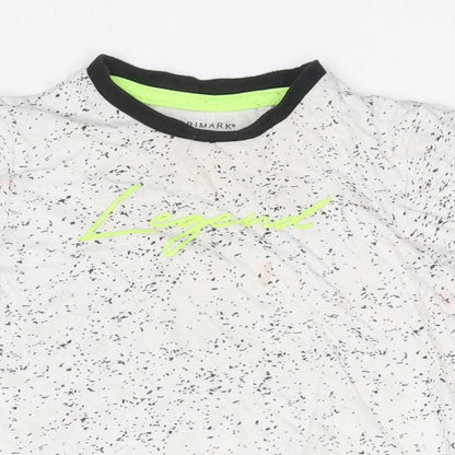 Primark Boys White Spotted Cotton Basic T-Shirt Size 18-24 Months Round Neck  - Legend