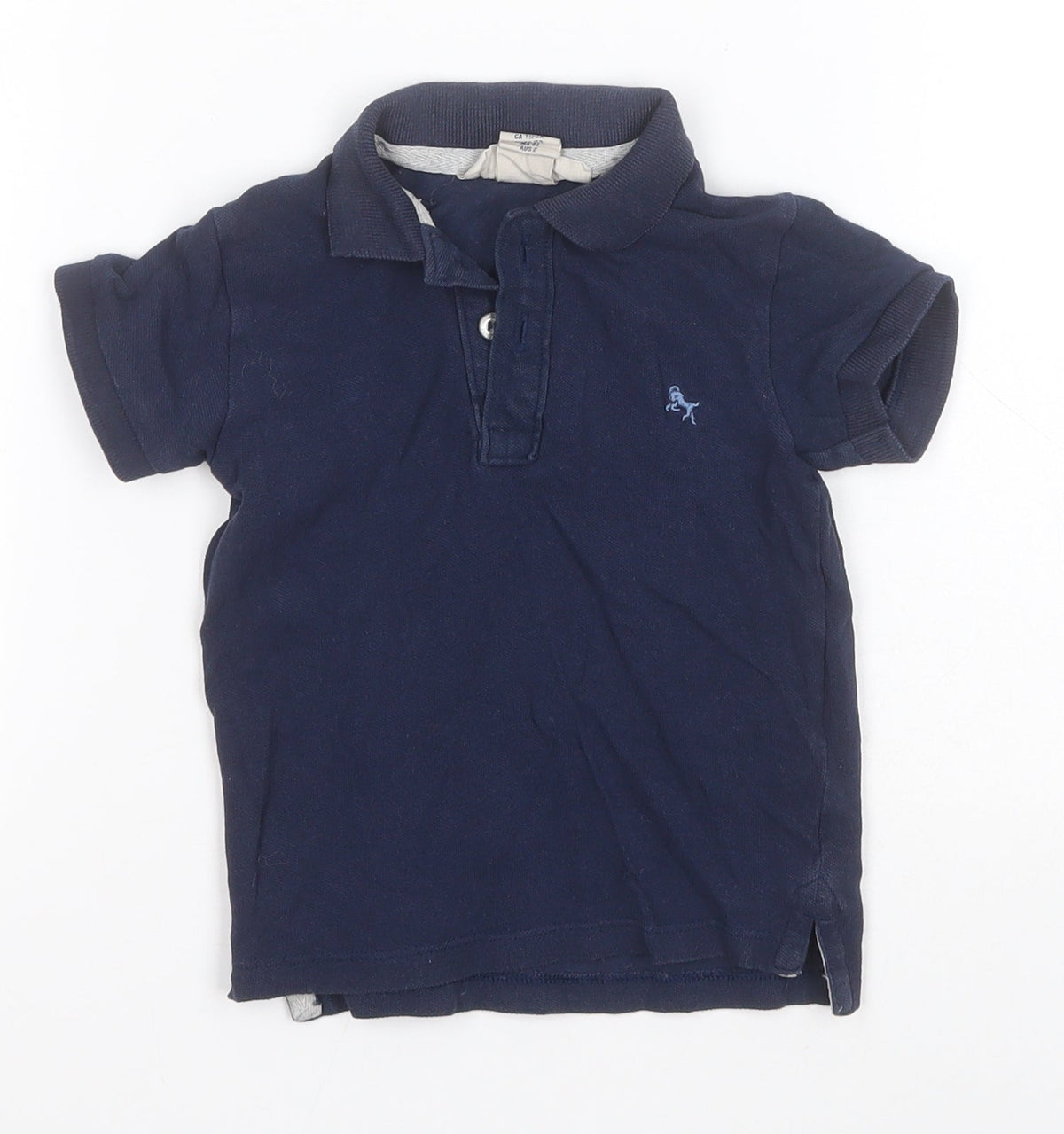 Additional front view of H&M Baby Blue Cotton Basic Polo, size 18-24, Months Collared