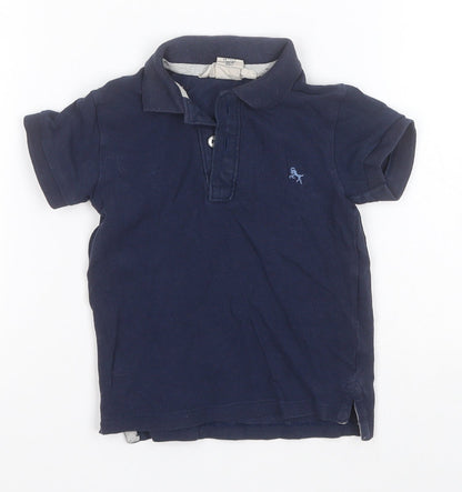 Additional front view of H&M Baby Blue Cotton Basic Polo, size 18-24, Months Collared