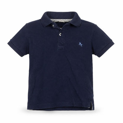 Front view of H&M Baby Blue Cotton Basic Polo, size 18-24, Months Collared