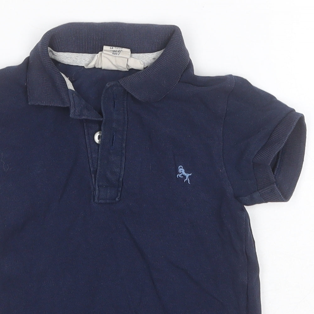 Close-up detail of H&M Baby Blue Cotton Basic Polo, size 18-24, Months Collared