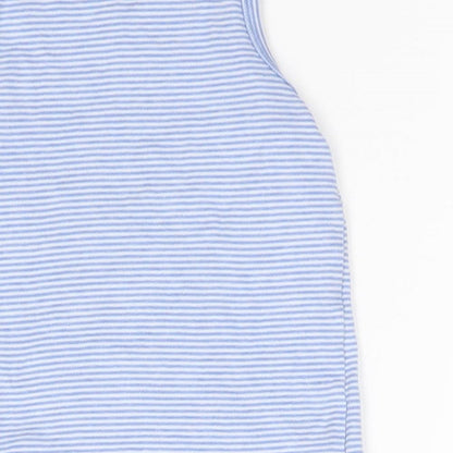 F&F Girls Blue Striped Cotton Basic Tank Size 3-4 Years Round Neck