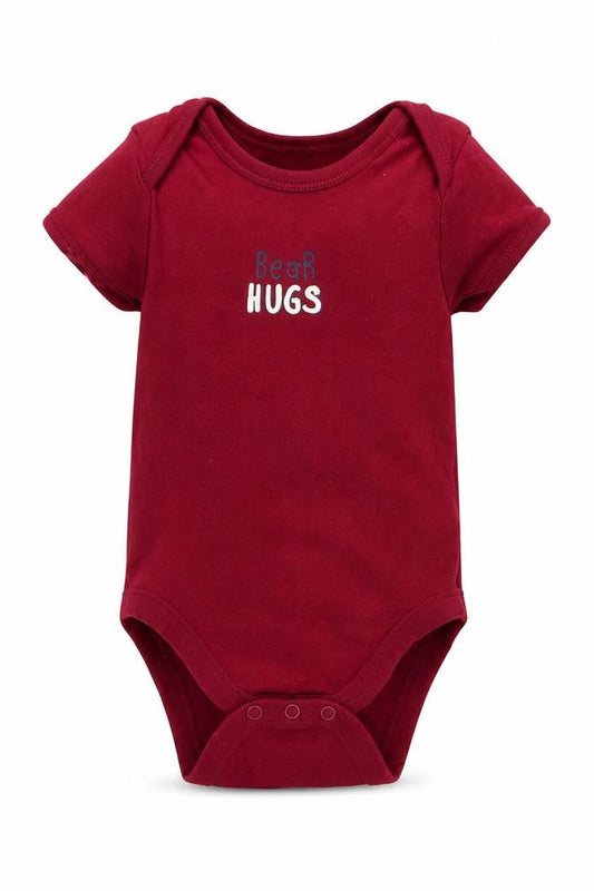 Front view of Primark Baby Red Cotton Leotard One-Piece, size 9-12, Months - Bear Hugs