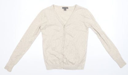 Primark Womens Ivory V-Neck  Cotton Cardigan Jumper Size 8