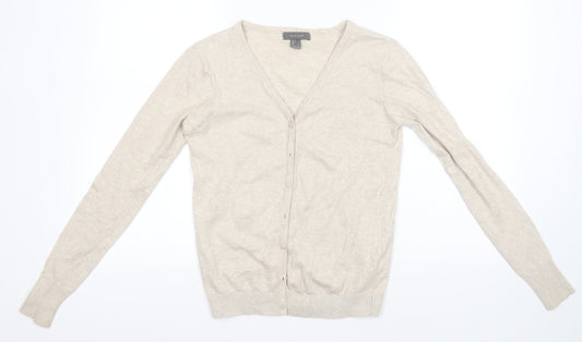 Primark Womens Ivory V-Neck  Cotton Cardigan Jumper Size 8