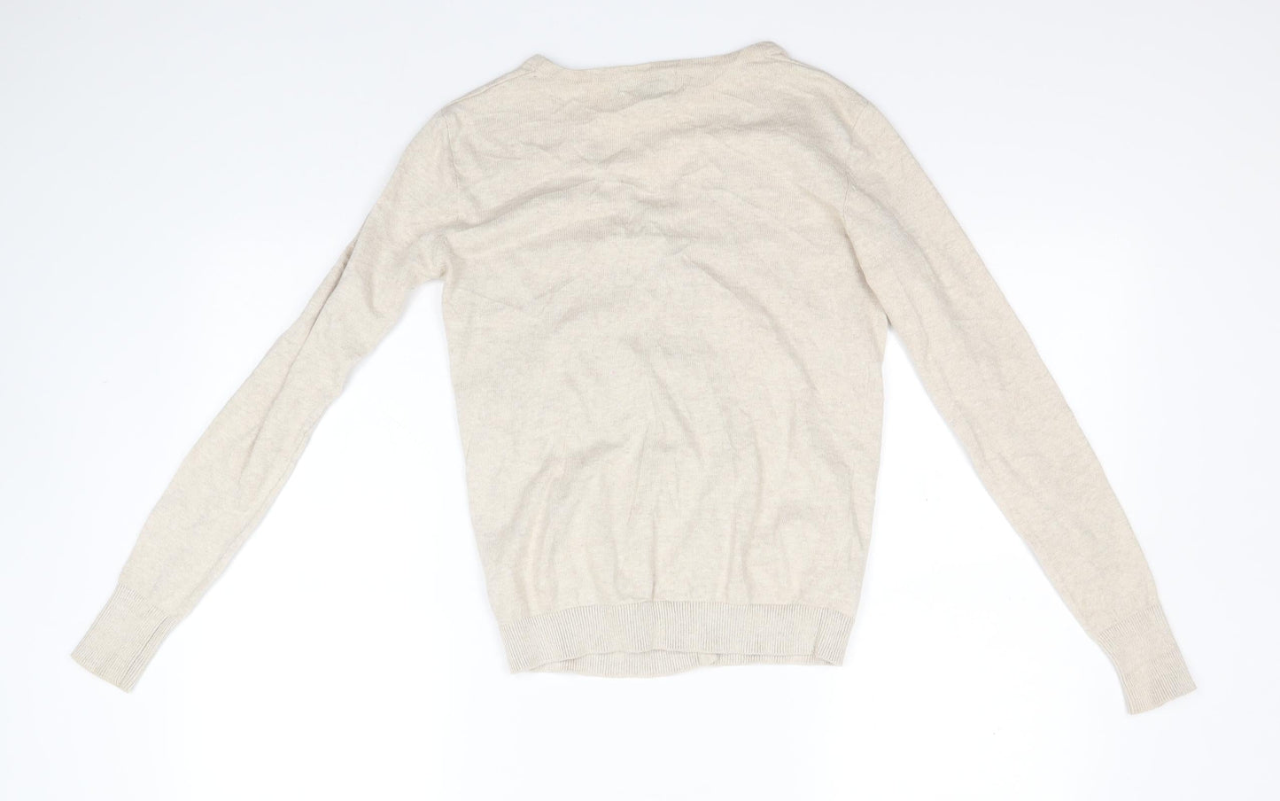 Primark Womens Ivory V-Neck  Cotton Cardigan Jumper Size 8