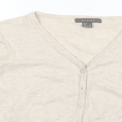 Primark Womens Ivory V-Neck  Cotton Cardigan Jumper Size 8