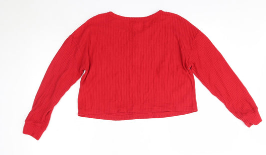 Primark Womens Red Round Neck  Polyester Pullover Jumper Size S   - Loungewear