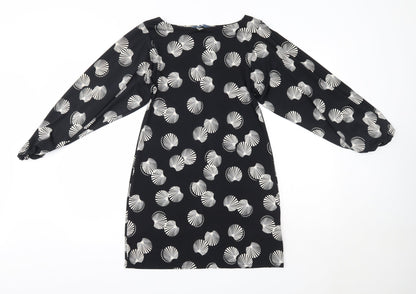 Evie Womens Black Floral Polyester Pencil Dress  Size 10  Round Neck