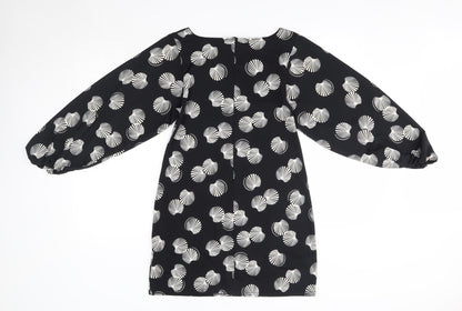 Evie Womens Black Floral Polyester Pencil Dress  Size 10  Round Neck