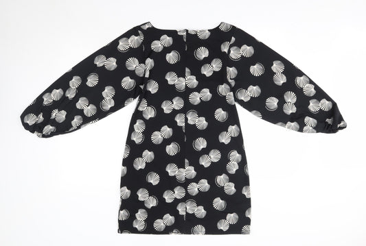 Evie Womens Black Floral Polyester Pencil Dress  Size 10  Round Neck