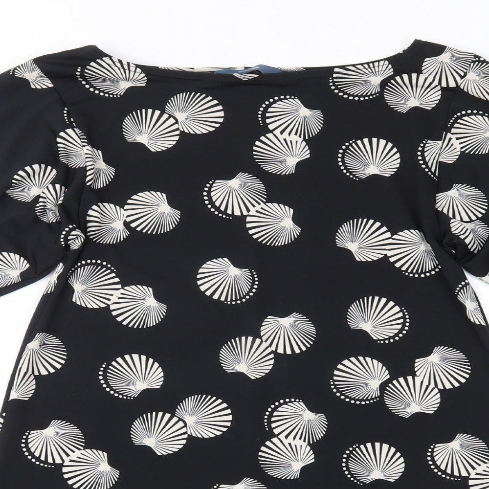 Evie Womens Black Floral Polyester Pencil Dress  Size 10  Round Neck