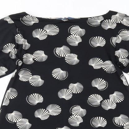 Evie Womens Black Floral Polyester Pencil Dress  Size 10  Round Neck