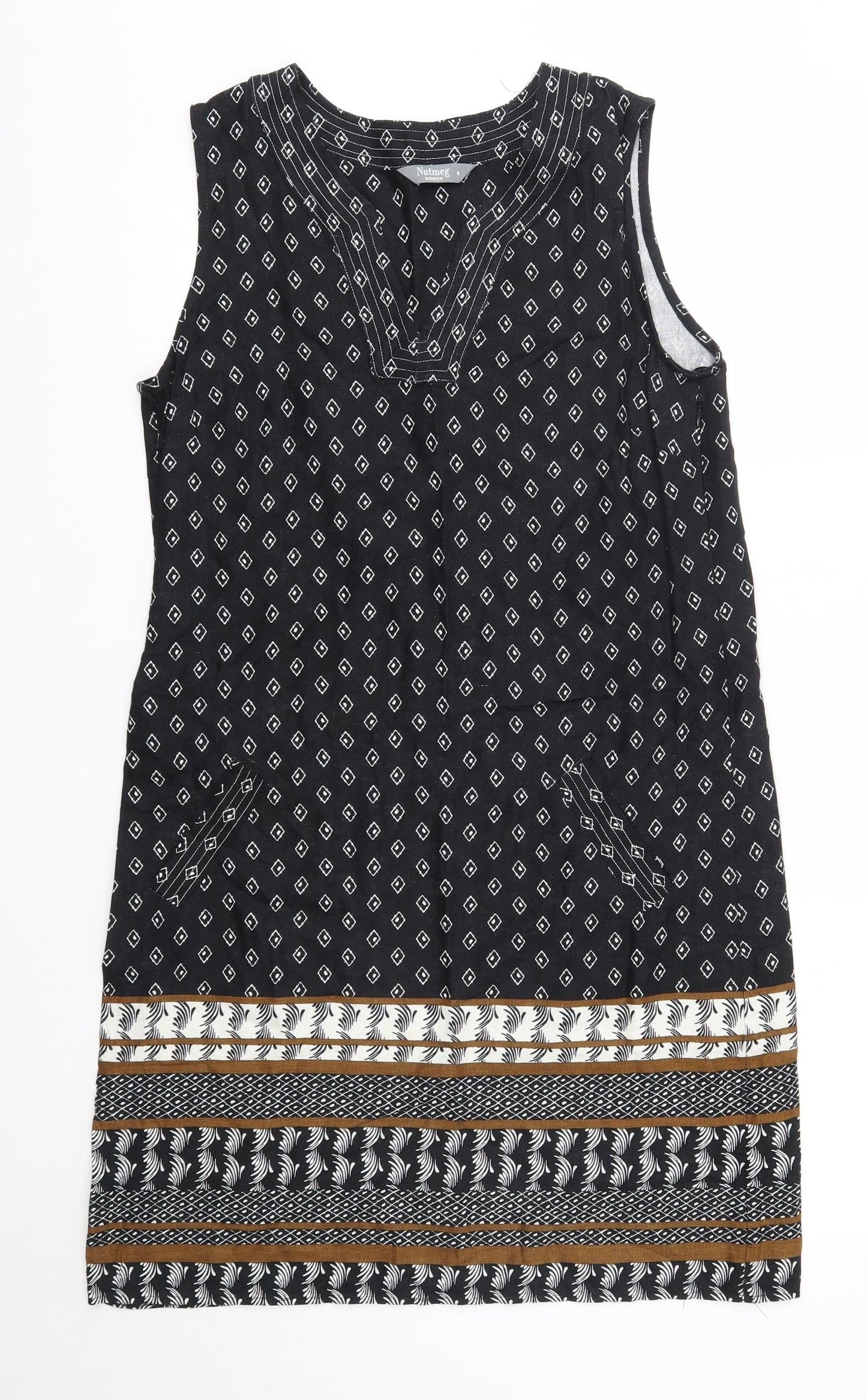 Nutmeg Womens Multicoloured Argyle/Diamond Viscose Tank Dress  Size 8  V-Neck