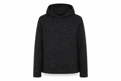 Front view of Jeff & Co women’s black polyester pullover hoodie, size UK 8