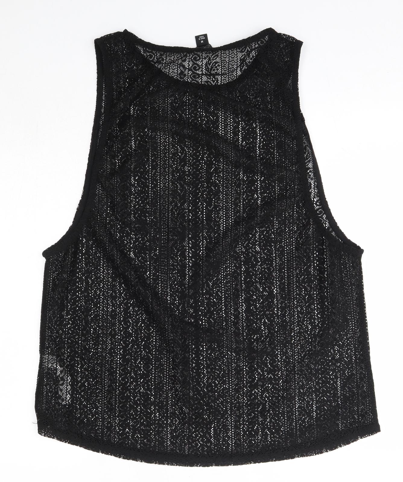 Primark Womens Black  Polyester Basic Blouse Size M Round Neck