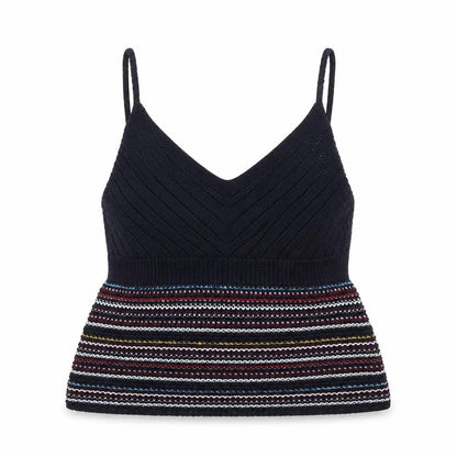 Front view of New Look women’s multicoloured acrylic camisole blouse, size M, v-neck